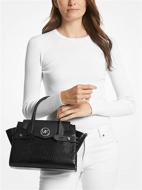 michael kors carmen shoulder bag white|carmen medium belted satchel.